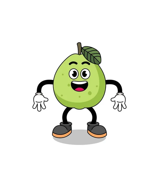 Guava Cartoon Met Verrast Gebaar Karakter Ontwerp — Stockvector