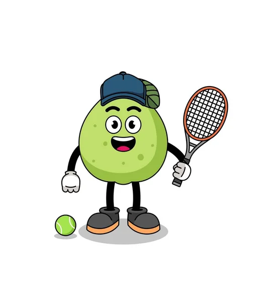 Illustration Goyave Tant Que Joueur Tennis Character Design — Image vectorielle