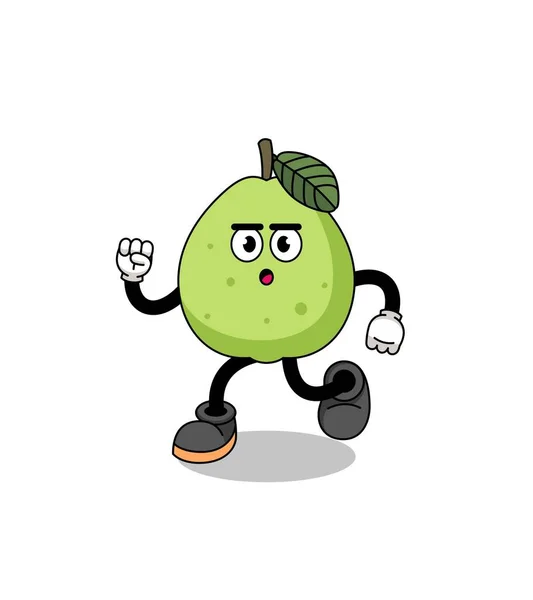 Illustrazione Della Mascotte Guava Esecuzione Character Design — Vettoriale Stock