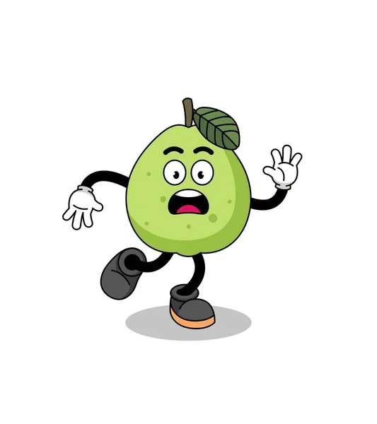 Glijdende Guava Mascotte Illustratie Karakter Ontwerp — Stockvector