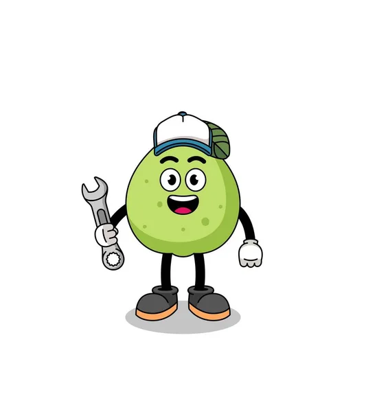 Guava Ilustrace Karikatura Jako Mechanik Charakter Design — Stockový vektor