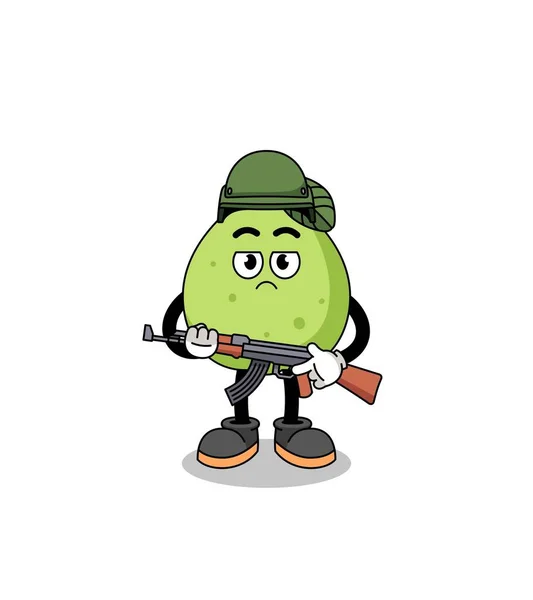 Γελοιογραφία Του Στρατιώτη Guava Σχεδιασμός Χαρακτήρα — Διανυσματικό Αρχείο