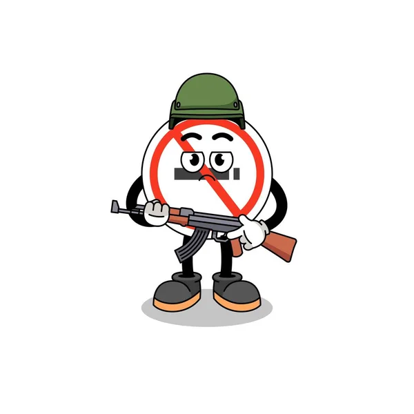 Caricature Soldat Non Fumeur Personnage Design — Image vectorielle