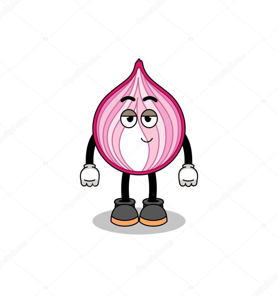 sliced onion cartoon couple with shy pose , character design