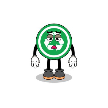 Yorgunluk jestli geri dönüşüm işareti çizgi filmi, karakter tasarımı