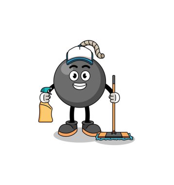 Bombanın karakter maskotu temizleme servisi, karakter tasarımı