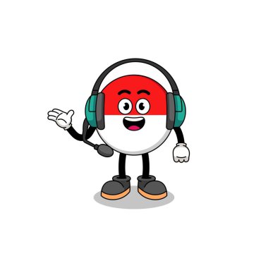 Müşteri hizmetleri olarak Endonezya bayrağının maskotu, karakter tasarımı