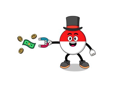 Endonezya bayrağının karekteri mıknatıs ve karakter tasarımı ile para yakalıyor