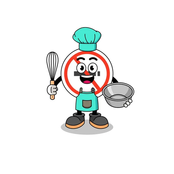 Illustration Panneau Tabac Tant Que Chef Boulangerie Character Design — Image vectorielle