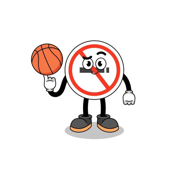 Abbildung Eines Rauchverbotsschildes Als Basketballer Charakterdesign — Stockvektor