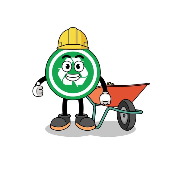 Reciclar Cartoon Sinal Como Empreiteiro Design Personagem —  Vetores de Stock