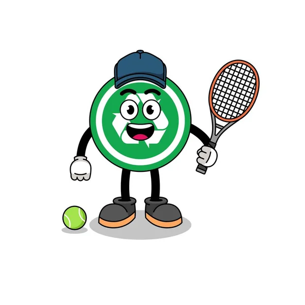 Recycler Illustration Signe Tant Que Joueur Tennis Character Design — Image vectorielle