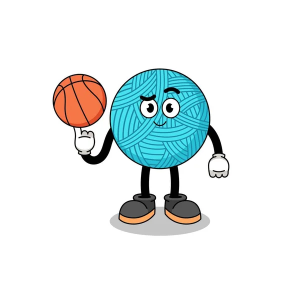 Příze Míč Ilustrace Jako Basketbalista Charakter Design — Stockový vektor