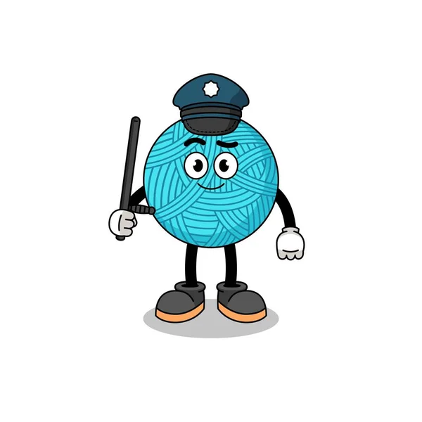 Γελοιογραφία Εικονογράφηση Της Αστυνομίας Μπάλα Νήματα Σχεδιασμός Χαρακτήρα — Διανυσματικό Αρχείο