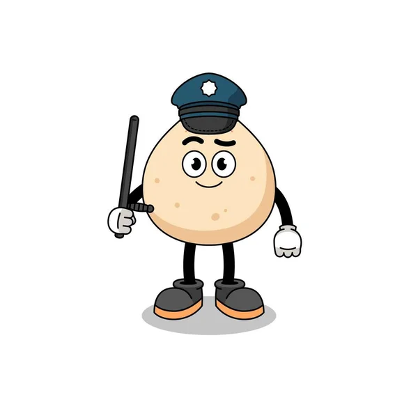 Cartoon Illustration Von Meat Bun Police Charakterdesign — Stockvektor