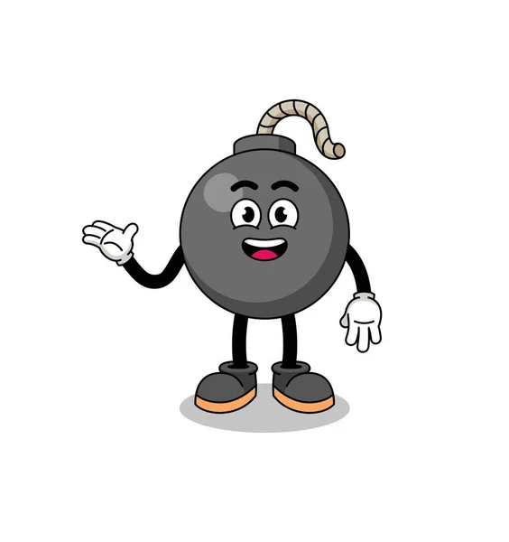 Dessin Animé Bombe Avec Pose Bienvenue Character Design — Image vectorielle