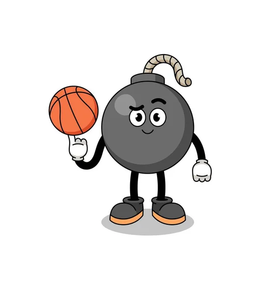 Illustration Bombe Tant Que Joueur Basket Ball Character Design — Image vectorielle
