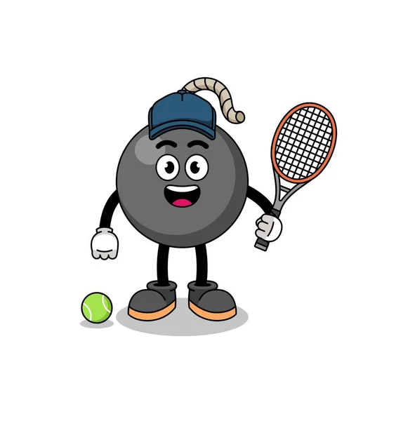 Illustration Bombe Tant Que Joueur Tennis Character Design — Image vectorielle
