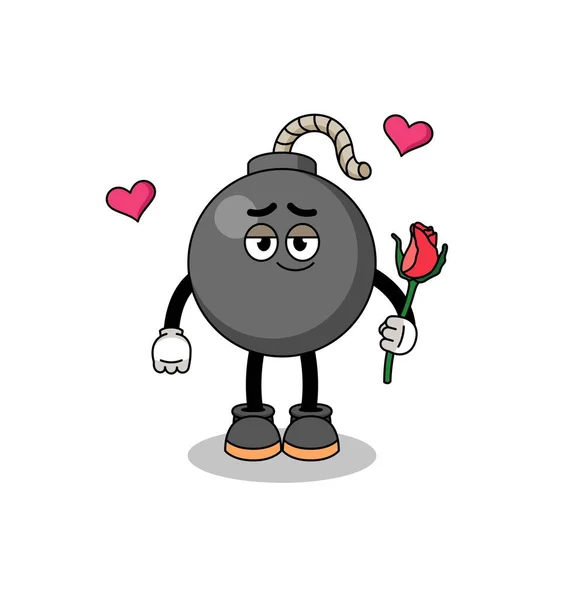 Mascotte Bombe Tomber Amoureux Character Design — Image vectorielle