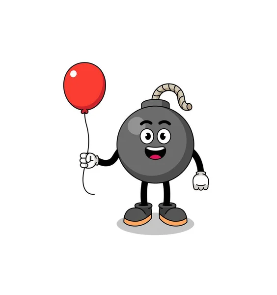 Cartoon Van Bom Met Een Ballon Karakter Ontwerp — Stockvector