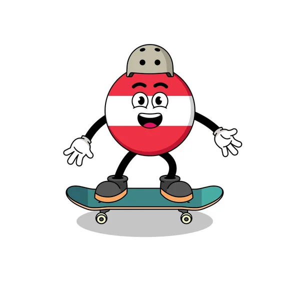 Austria Bandeira Mascote Jogando Skate Design Personagem — Vetor de Stock
