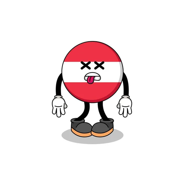 Austria Bandera Mascota Ilustración Está Muerto Diseño Caracteres — Vector de stock