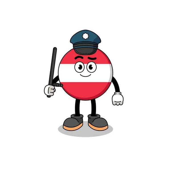 Γελοιογραφία Εικονογράφηση Της Austria Σημαία Της Αστυνομίας Σχεδιασμός Χαρακτήρα — Διανυσματικό Αρχείο