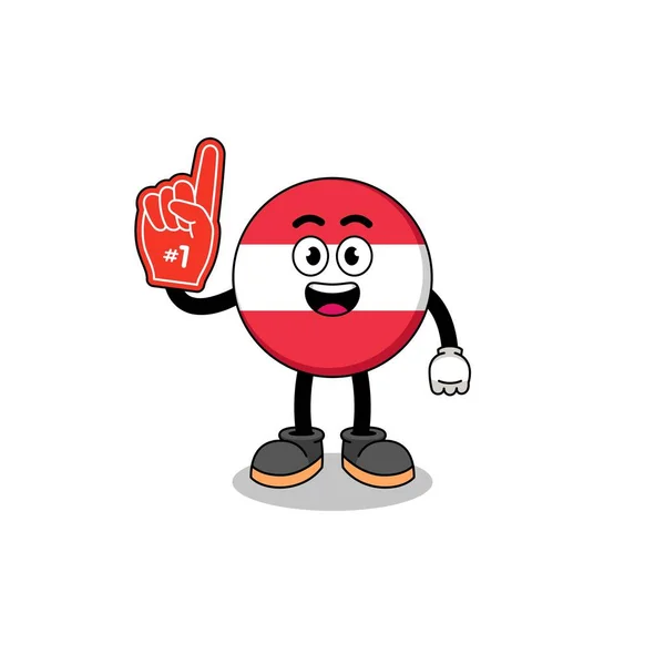 Maskot Kartun Dari Penggemar Bendera Austria Nomor Desain Karakter - Stok Vektor
