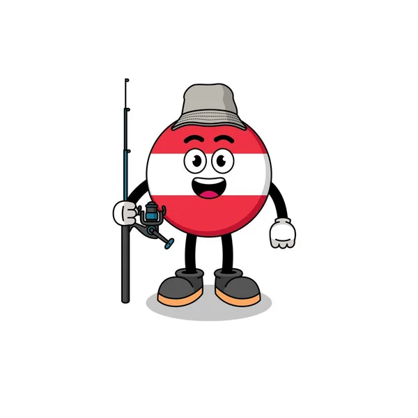 オーストリアの旗漁師のマスコットイラスト キャラクターデザイン — ストックベクタ