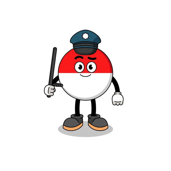 Cartoon Illustration Indonesia Flag Police Character Design — стоковий вектор