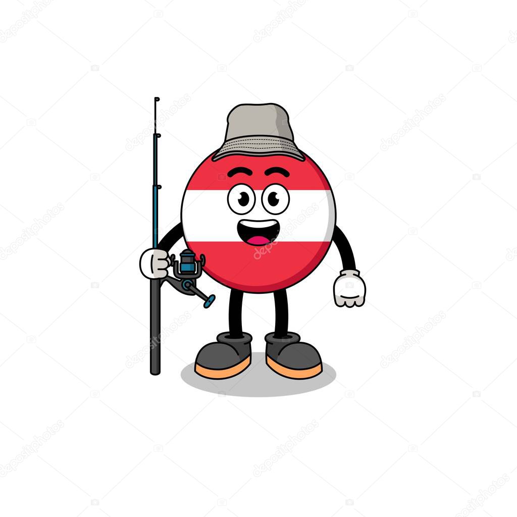 Mascot Illustration of austria flag fisherman , character design