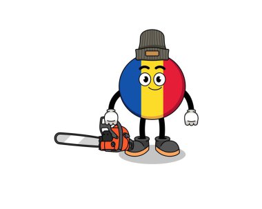 Romen bayrağı çizim karikatürü oduncu, karakter tasarımı