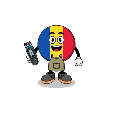 Romen bayrağının berber olarak karikatür çizimi, karakter tasarımı
