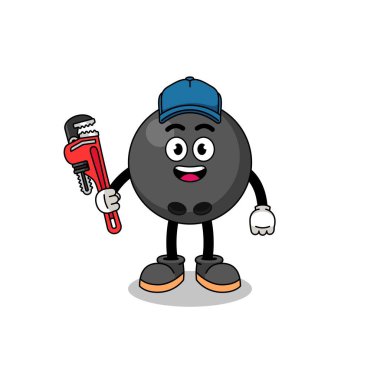 Bowling topu çizimi. Tesisatçı, karakter tasarımı.