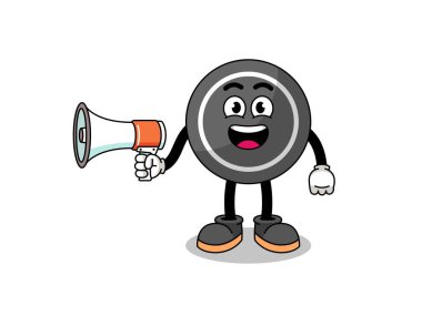Hokey diski çizimi megafon, karakter tasarımı