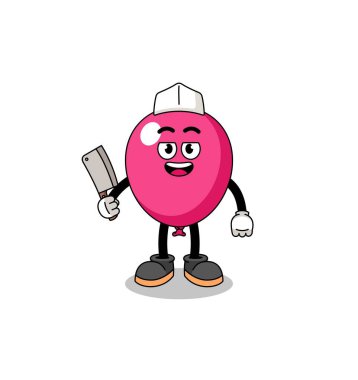 Kasap olarak balonun maskotu, karakter tasarımı