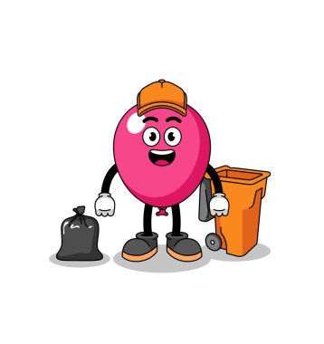 Çöp toplayıcısı olarak balon karikatürü tasviri, karakter tasarımı