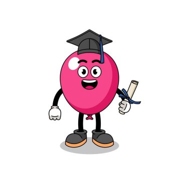 Mezuniyet pozlu balon maskotu, karakter tasarımı