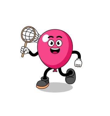 Kelebek yakalayan balon karikatürü, karakter tasarımı