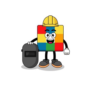 Bir kaynakçı olarak küp yapbozunun maskotu, karakter tasarımı