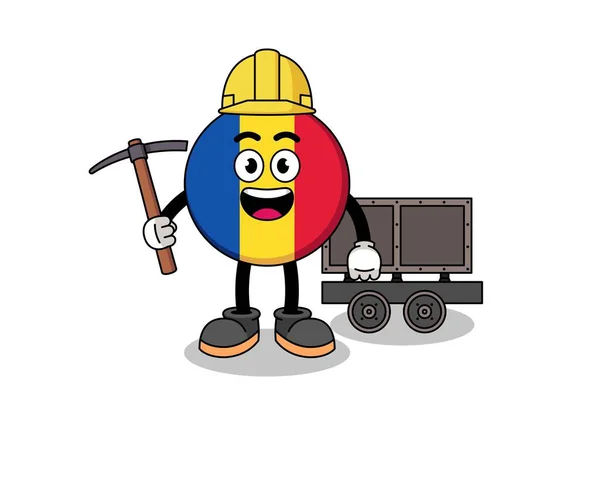 Mascote Ilustração Bandeira Romania Mineiro Design Personagem —  Vetores de Stock