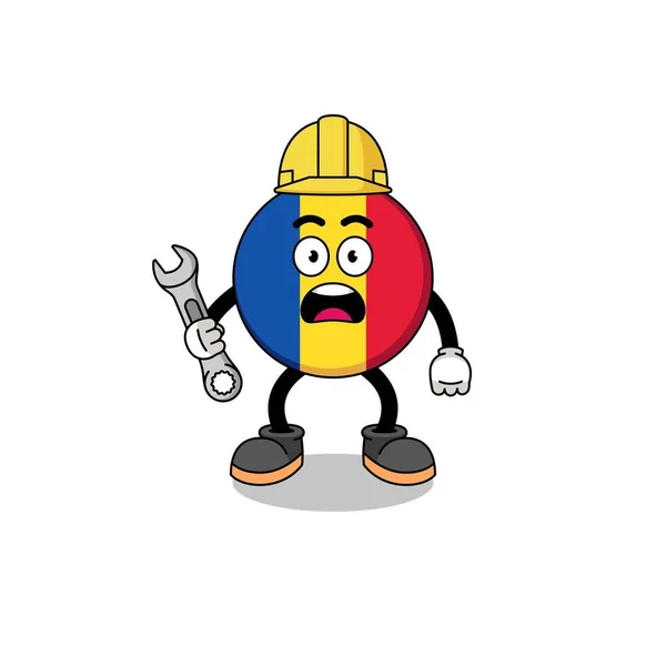 Personaje Ilustración Bandera Romania Con Error 404 Diseño Caracteres — Vector de stock