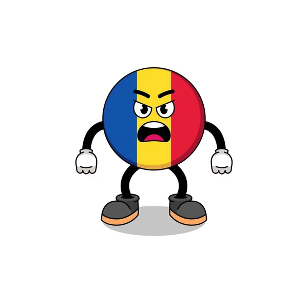 带有愤怒表情的罗曼蒂亚国旗卡通画 人物设计 — 图库矢量图片