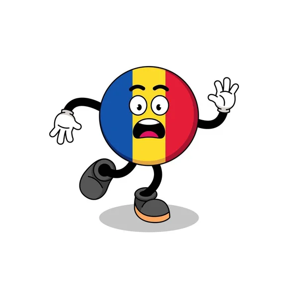 Deslizamiento Bandera Romania Mascota Ilustración Diseño Caracteres — Vector de stock