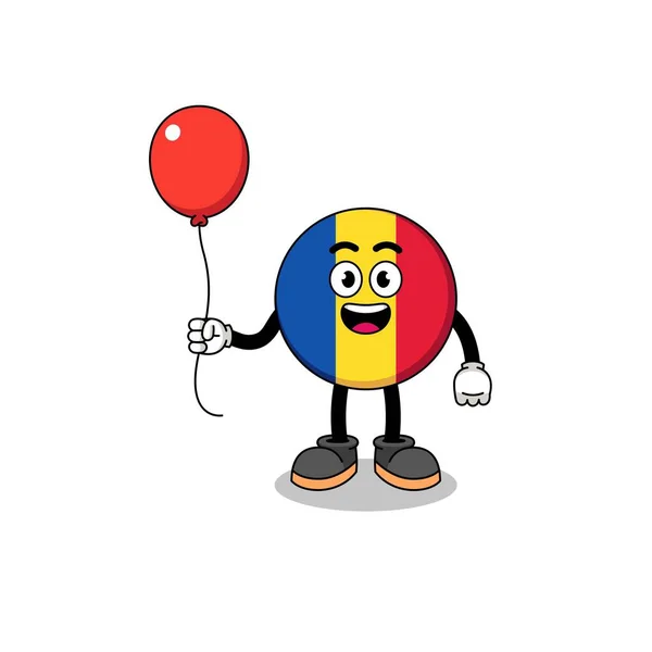 拿着气球的罗曼蒂亚国旗卡通片 人物设计 — 图库矢量图片