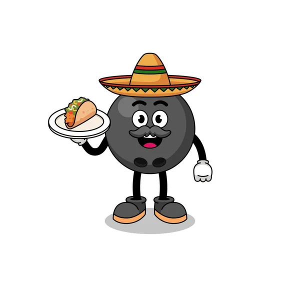 Desenho Animado Personagem Bola Boliche Como Chef Mexicano Design Personagem — Vetor de Stock