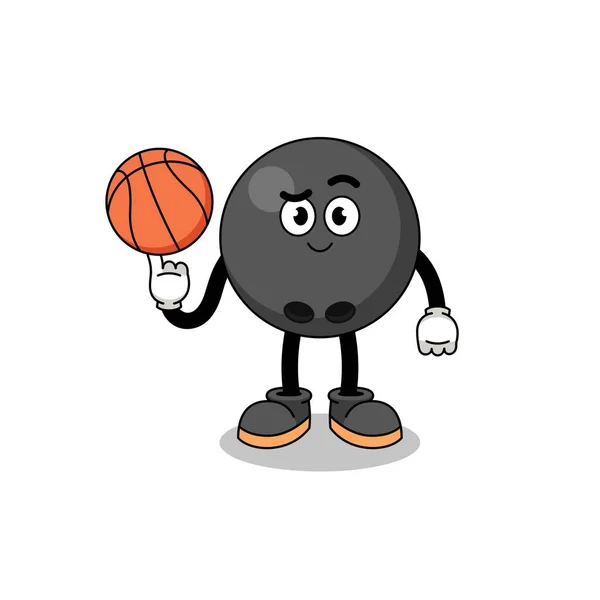 Bowling Boll Illustration Som Basketspelare Karaktär Design — Stock vektor
