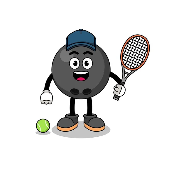 Bola Bolos Ilustración Como Jugador Tenis Diseño Personajes — Vector de stock