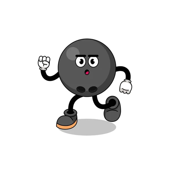 Lopende Bowling Bal Mascotte Illustratie Karakter Ontwerp — Stockvector