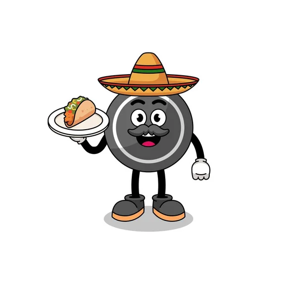 Desenho Animado Personagem Disco Hóquei Como Chef Mexicano Design Personagem — Vetor de Stock